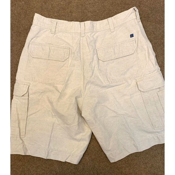 Perry Ellis Linen Cargo Shorts Mens 36X10 Flat Front Relaxed Casual - Picture 2 of 8